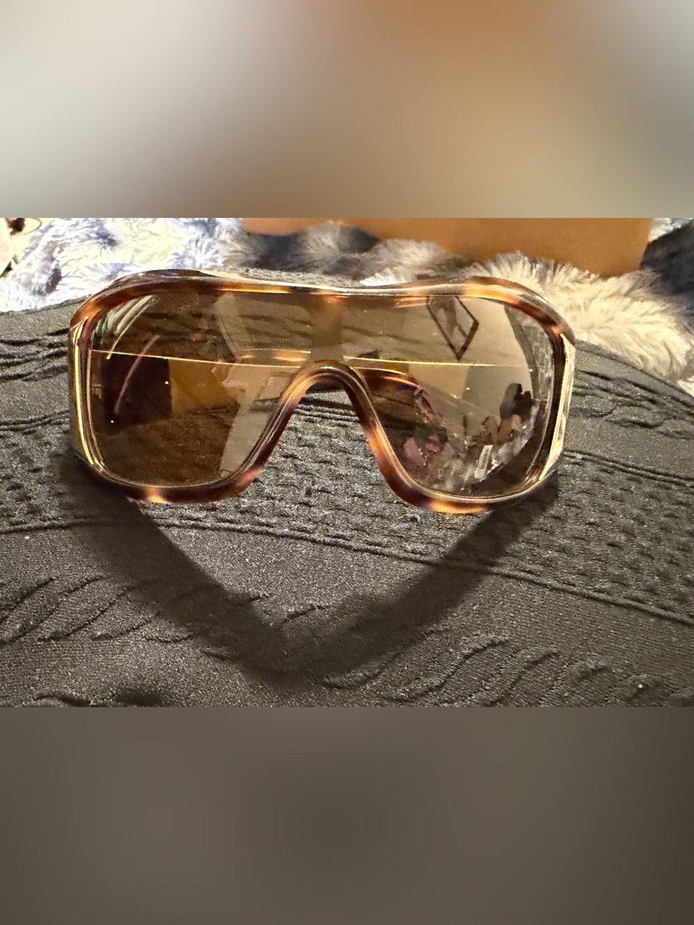MaxMara Tortoiseshell Shield Sunglasses with Brown Lens